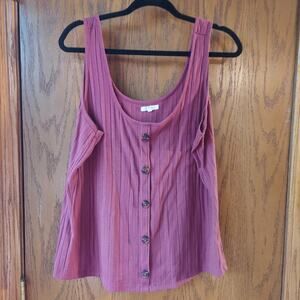 Ribbed Knit Button Front Tank XL maurices  dusty rose